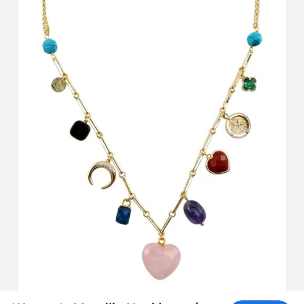 Gold Multi-Color Charm Necklace